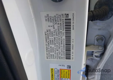 2022 Honda Civic Si Sedan из США, поврежденный, VIN 2HGFE1E55NH474133